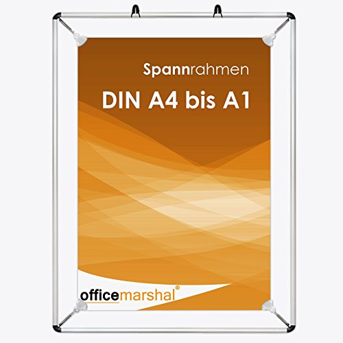 Posterhalter Stretch mit Federspannern | zeitloser Look, mit Alurahmen - zur Wandaufhängung | verschiedene Größen wählbar - DIN A1