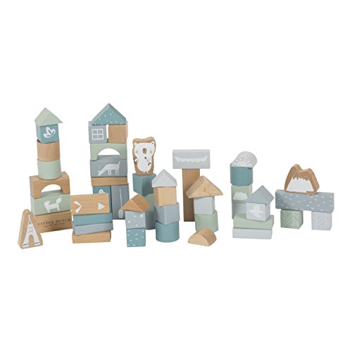 LITTLE DUTCH 4413 50 Holz-Bauklötze in Box adventure blau
