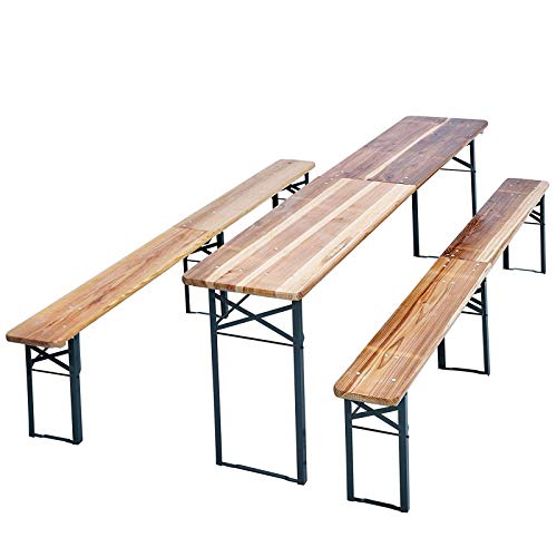 Premium Bierzeltgarnitur 1xTisch 2xBänke mittig klappbar platzsparend 220 cm