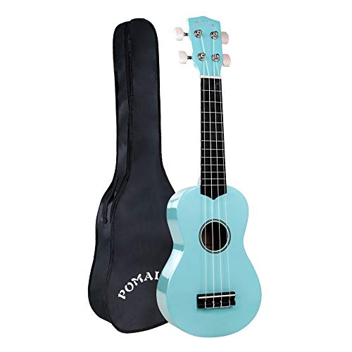 POMAIKAI Sopran Ukulele Starter Uke 21 Zoll Hawaii Gitarre mit Tasche für Kinder und Anfänger (Hellblau)