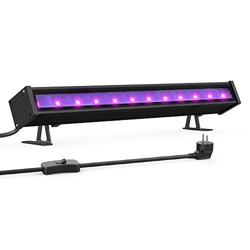 Onforu 24W Schwarzlicht UV LED Bar mit EU-Stecker | Black Light Lichteffekt Partylicht Bühnenbeleuchtung mit Schalter | Geeignet für Weihnachten Halloween Club Party Karneval Disco Ballsaal