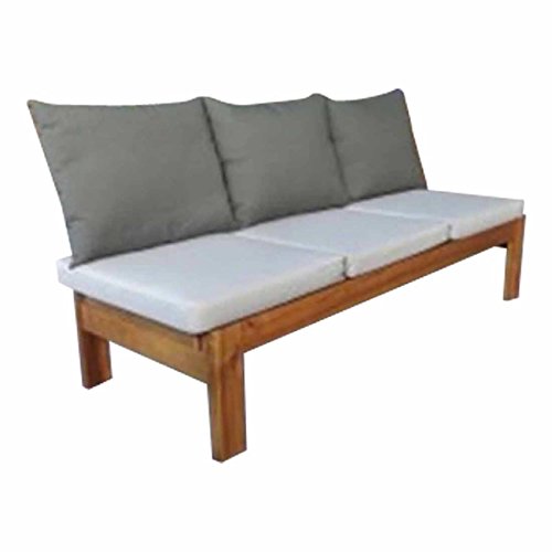 OUTLIV. Liegebank Alofi 3-Sitzerbank 224cm verstellbare Sitz-/Liegefläche Holz Akazie/Polyester braun/grau Gartenbank modern Sitzbank wetterfest