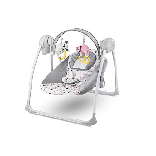 Kinderkraft KKBFLOPINK0000 Babywippe Babyschaukel mit Spielbogen und Melodien, rosa