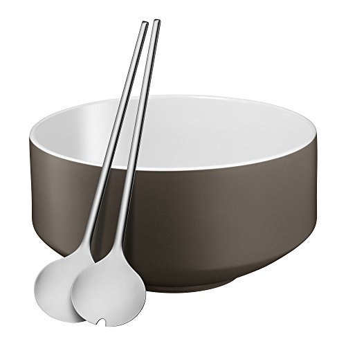 WMF Salatschale 3-teilig Salatschüssel Salatbesteck Lava Grey Satin Moto Cromargan Edelstahl rostfrei spülmaschinengeeignet