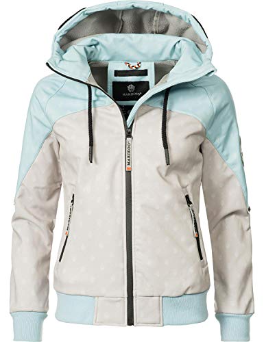 Marikoo Damen Softshelljacke Outdoorjacke Nanoo Hellgrau/Blau Gr. S