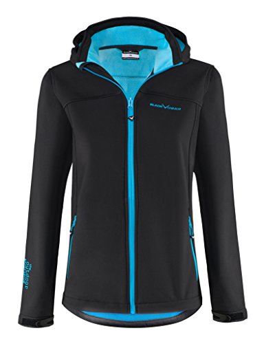 Black Crevice Damen Softshelljacke, schwarz/Blau, Gr. 38