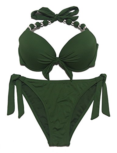 EONAR Damen Seitlich Gebunden Bikini-sets Abnehmbar Bademode Push-up Bikinioberteil mit Nackenträger
