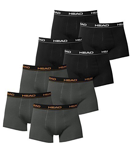 HEAD Herren Boxer Boxershort Unterhose 8er Pack in vielen Farben (4x black 4x dark shadow, M)
