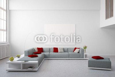 Alu-Dibond-Bild 110 x 70 cm: 'Sitzecke im Wohnzimmer im Loft', Bild auf Alu-Dibond