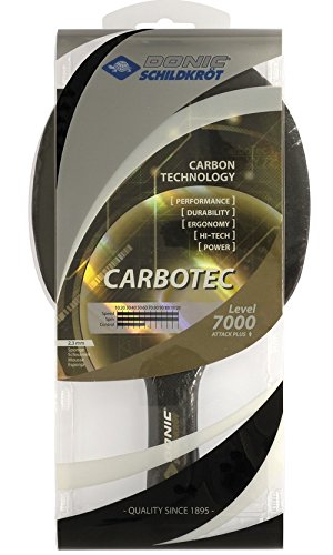 Donic-Schildkröt Tischtennisschläger CarboTec 7000, 100% Carbon, 2,3 mm Schwamm, Liga QRC - ITTF Belag, konkav, 758216