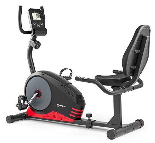 Hop-Sport Liege-Heimtrainer Root Sitzheimtrainer Heimtrainer Liegeergometer 9,5 kg Schwungmasse 8 Widerstandsstufen Benutzergewicht bis 120 kg (Rot)