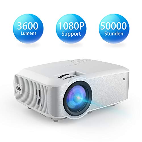 Video Beamer, TOPVISION 1080P 3600 Lumen 200'' Voll HD LED Beamer 2019 Aktualisiert, 50.000 Stunden Heimkino Projektor für Indoor/Outdoor, kompatibel mit Fire TV Stick, PS4, HDMI, VGA, AV und USB