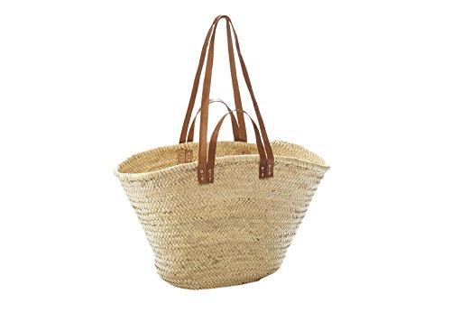 Tasche, Palmblatt, mit Ledergriffe und Lederhenkel, 50 x 21 x 36 cm