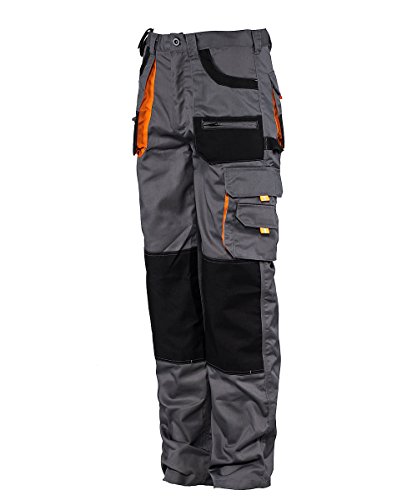 Des-Emerton - Herren Arbeitshose Bundhose/Cargohose - Grau/Schwarz/Orange EU52