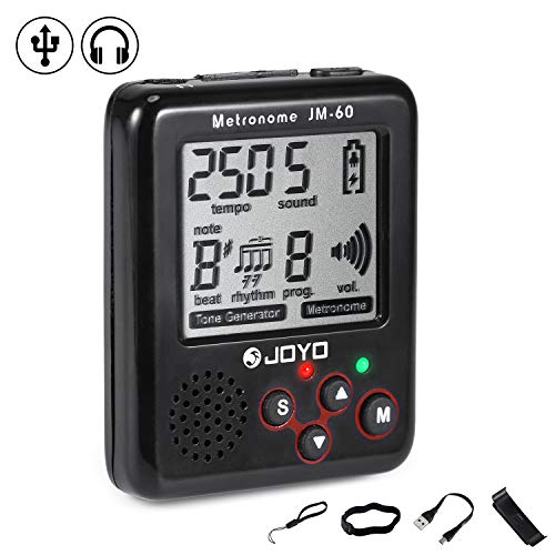 AsmuseJOYO Digitales E Metronom Stimmgerät und Tongenerator Lautes Volumen Kopfhörerbuchse für Gitarre Bass Violine Ukulele Klavier Trommel Blasinstrumente Instrumente