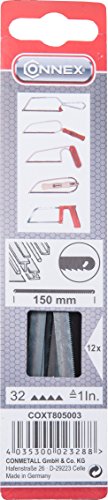 Connex COXT805003 Ersatzsägeblätter für Schnitte in Metall, 32 Zähne pro Zoll, Länge 150 mm, 12 Stück