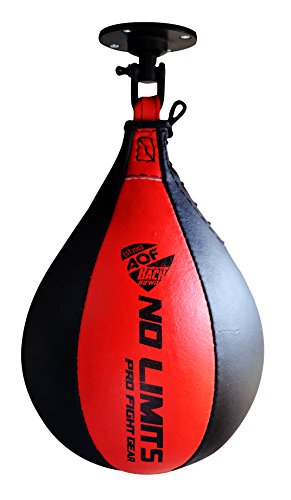 AQF Punchingball aus Leder mit Drehgelenk und Aufhängung, mehrfarbig, schwarz / rot