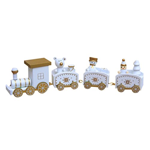Spielzeugeisenbahn Holz kleiner Zug Weihnachtszug Weihnachten Neujahr Deko Dekoration Ornament für Kinder Mädchen Junge Spielzeug Geschenke Tassenhalter der WeihnachtsZug (Weiß)