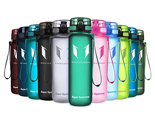 Super Sparrow Trinkflasche - Tritan Wasserflasche - 1000ml - BPA-frei - Ideale Sportflasche - Schnelle Wasserdurchfluss, Flip Top, öffnet Sich mit 1-Click