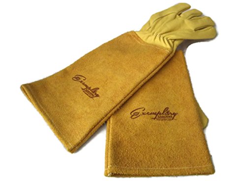 Rosen Gartenhandschuhe für Damen und Herren. Ziegenleder Gartenhandschuhe haben eine Lange Rindsleder Manschette zu Schützen für Ihre Arme, bis der Ellenbogen