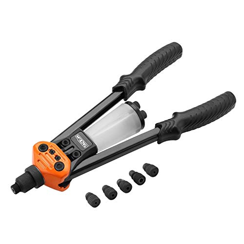 Nietzange, Riveter with 5 Mouthpieces (2.4 mm/3.2 mm/4.0 mm/4.8 mm/6.4 mm), 3 mm Thick Steel Body - Tacklife HHR2A