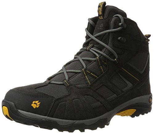 Jack Wolfskin Vojo Hike Mid Texapore 4011361 Herren Wanderschuhe, schwarz (burly yellow 3800), 44.5