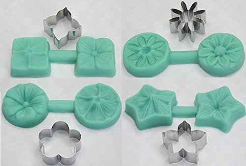 8 Tlg. BLUME mit AUSSTECHER aus EDELSTAHL Veiner 3D SILIKON FORM Ausstechform Marzipan Fondant Tortendeko