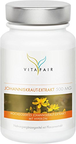 Johanniskraut Extrakt | 500mg pro Tagesdosis | 100 Kapseln | 0,3% Hyperizin = 1,5 mg | Vegan | Ohne Magnesiumstearat | Made in Germany
