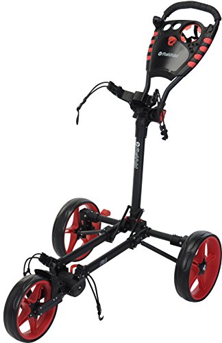 Fast Fold Flat Push Golf Trolley-Rot
