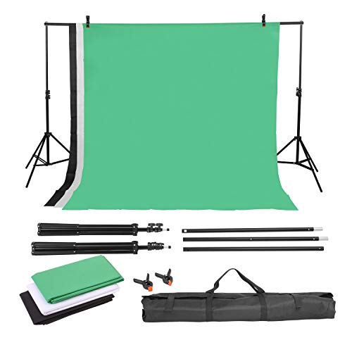 MVPOWER Profi Studio Hintergrundsystem Fotostudio Teleskop Fotoständer Kit inkl. Softbox (2X3M Stativ mit 1.6 * 2M Stoff B)
