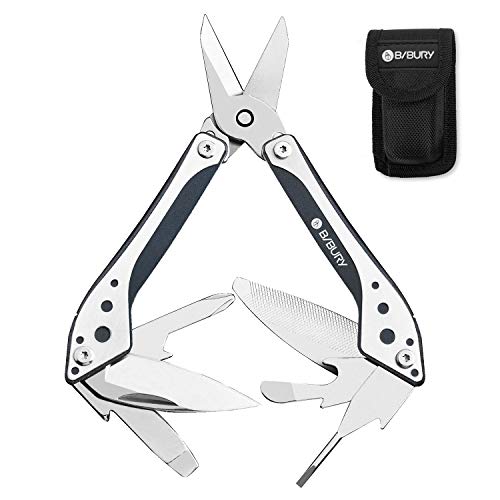 Bibury Multifunktionstool, Faltbare Mini Schere, 402 Edelstahl Multifunktionswerkzeug, Multitools Schere für Büro, Garten, Camping, DIY Aktivität