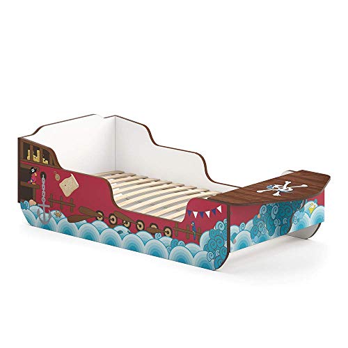 VitaliSpa Kinderbett Calypso 80x160 cm Piratenbett Rot Jungs Junior Bett Jugendbett