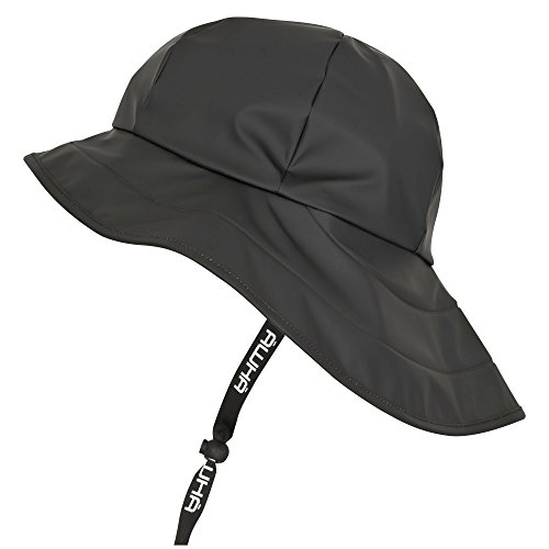 AWHA Südwester Regenhut schwarz/unisex - wasserdichte Mütze mit breiter Krempe und Ohrenklappen