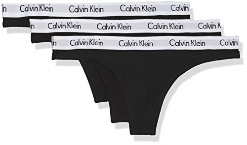 Calvin Klein Damen Thong 3PK Tanga, Schwarz (Black 001), One Size (Herstellergröße: S)