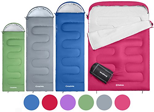 KingCamp OASIS 3 Saison Schlafsack 4 Größe erhältlich - Kinder, Erwachsene, Extra Large und Extra Large Doppel in 6 verschiedenen Farben für Camping Wandern Trekking und Outdoor. Linker Reißverschluss-Schlafsack und rechter Reißverschluss-Schlafsack können zusammen verbunden werden (Erwachsene 220 x 75 cm, BLAU R)