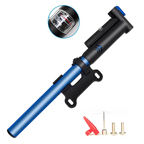 Appolis Mini Fahrradpumpe Luftpumpe, Kompakt Tragbare Legierung Luftpumpe für Fahrrad, Max Druck 120 PSI/8 Bar Fahrradluftpumpe Rahmenpumpe für Presta & Schrader