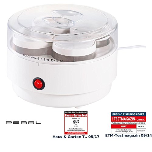 PEARL Joghurtmaschine: Joghurt Maker mit Portionsgläsern (4x 150 ml) (Joghurtzubereiter)