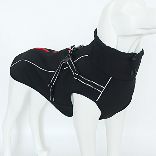GWELL Hund Hundejacke Wasserdicht Fleece gefüttert Regenjacke Winterjacke Funktion Weste mit D-Ringe Gurt für Kleinen Großen Hund Winter Herbst Frühling Schwarz S
