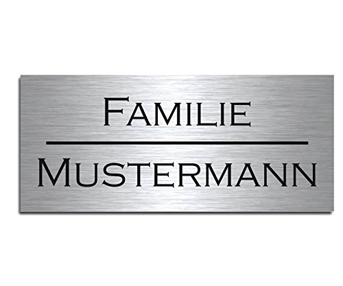 Edelstahl Türschild / Schild mit Gravur und Motive versch. Größen ab 7x2 cm Namensschild - sofort Personalisierbar! Briefkastenschild mit Namen graviert - rechteckig - selbstklebend Bohrlöcher Wunschtext wetterfest