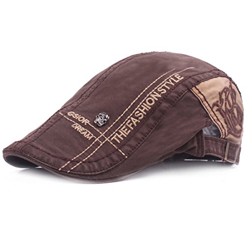 Kuyou Unisex Gatsby Flatcap Schiebermütze Ivy Schirmmütze Kappe (Kaffee)