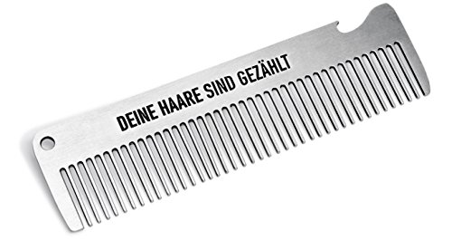Pechkeks 3801001 Kamm - Deine Haare sind gezählt - für echte Männer mit integriertem Flaschenöffner aus Metall 14,5x3,8cm