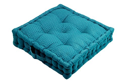 Dickes Bodenkissen Lara 10cm hoch - Stuhlkissen Matratzenkissen Sitzkissen - 45x45x10cm - 100% Baumwolle (Petrol)