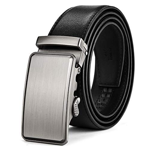BOYOU Herren Ledergürtel mit automatischem Gürtelschnalle Gürtel für Männer Schwarz