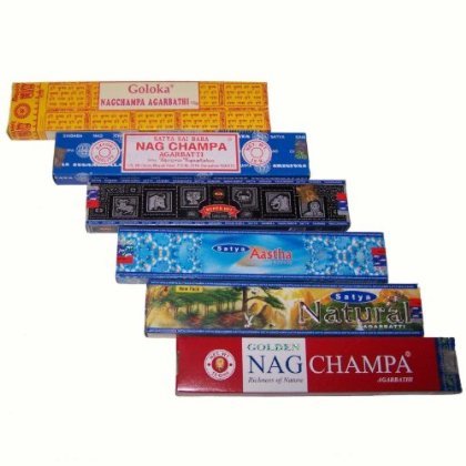 Räucherstäbchen Set Satya Nag Champa Aastha Goloka Natural Räucherware 91g