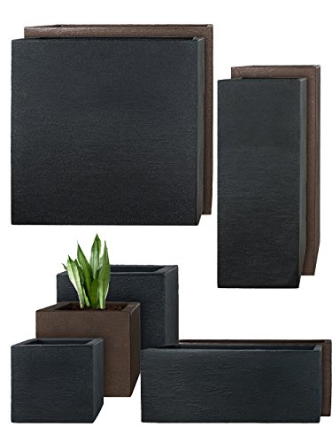 PFLANZWERK Pflanzkübel CUBE Anthrazit Kunststoff BESTSELLER zum BESTPREIS *Größe auswählbar* *Frostbeständiger Blumenkübel* *UV-Schutz* *Qualitätsware*