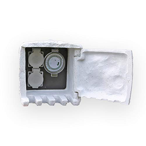 CLGarden Gartensteckdose SD1T mit Zeitschaltuhr Timer Aussensteckdose IP44 für Beleuchtung Steinsteckdose