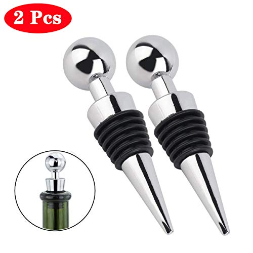 BEIAOSU Wein Stopfen - 2PCS Wein Weinverschluss Edelstahl Flaschenverschlüsse für die Weinsammlung Rotwein Champagner Bier Saver Sealer