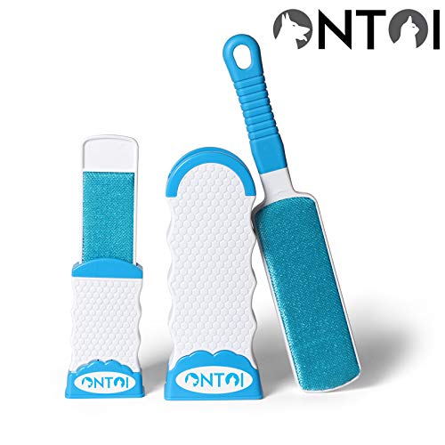 Ontoi | Fellbürste & Fusselbürste Set [aufgerüstete Version] mit selbstreinigender Basis zur gründlichen Entfernung von Hunden- und Katzenhaaren