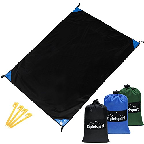 gipfelsport Picknickdecke - Outdoor Picknick Decke I Stranddecke, wasserdicht, abwaschbar, sandfrei I 200x140 cm I schwarz