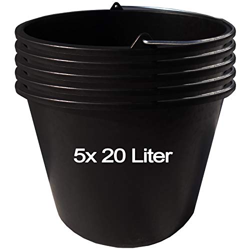 5 Stk. 20 Liter Baueimer Mörteleimer Putzeimer Maurereimer Eimer